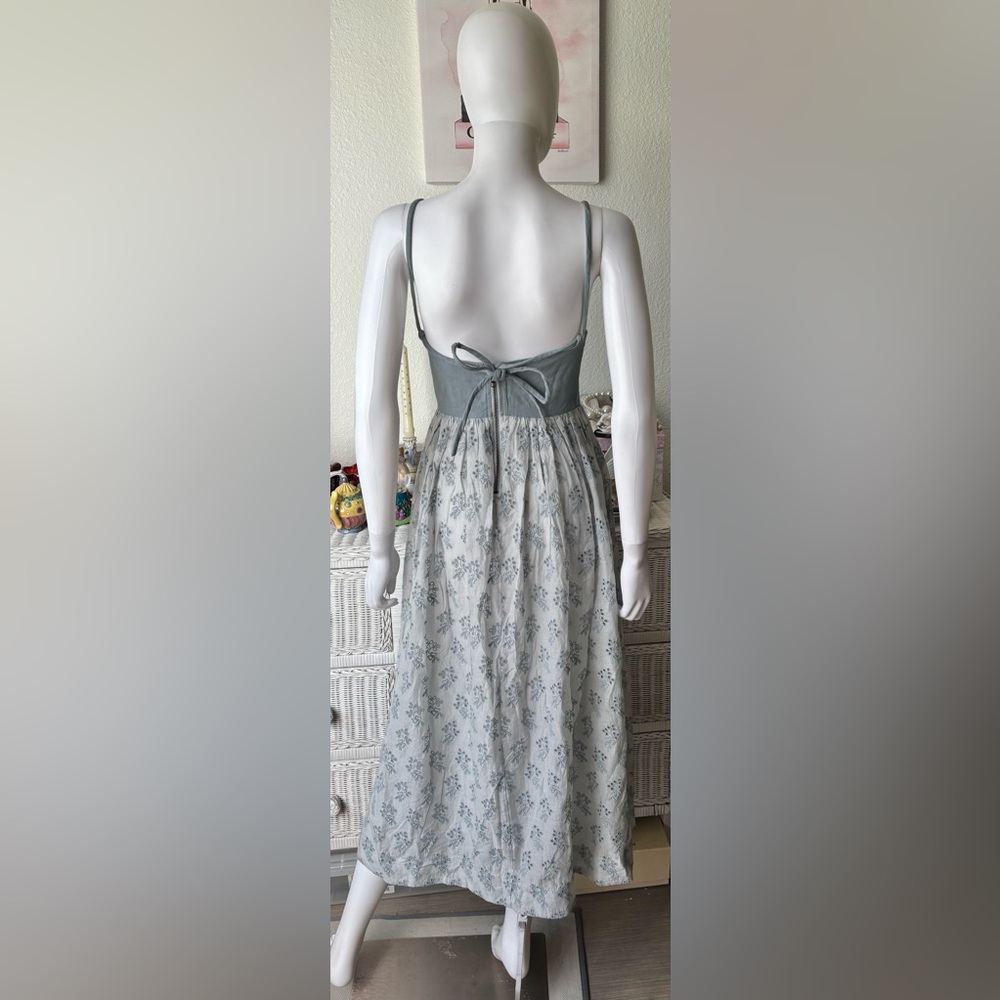 The Great. The Camelia Maxi Dress Low Cut Cotton Eyelet Ash Blue Grey Size L NWT - Picture 6 of 14
